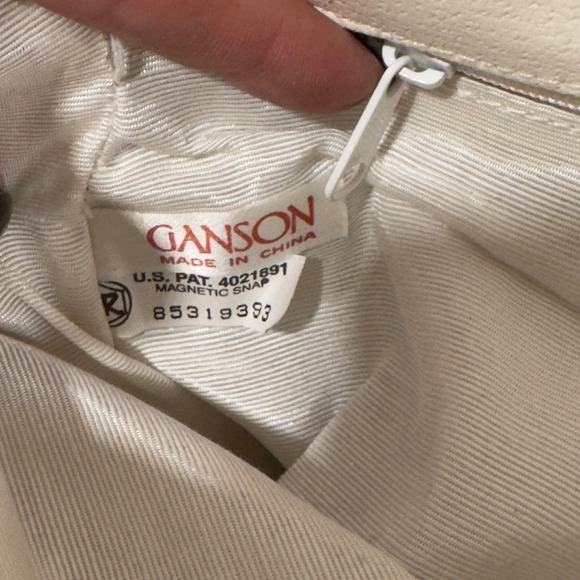 Vintage Ganson White Woven Leather Crossbody Bag Gold Hardware Intrecciato Style - Picture 9 of 9